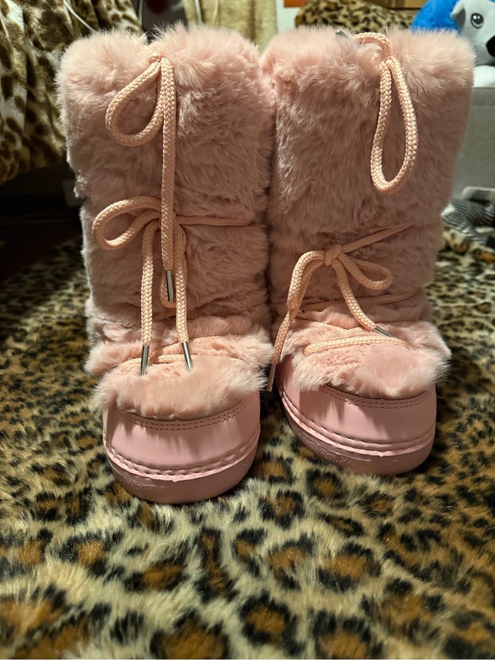 Pink Faux Fur Winter Boots